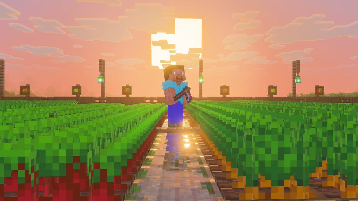 Minecraft Survival pasaule saulrietā